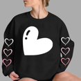thumbnail image 3 of Heart Sweatshirt Womens Long Sleeve Pullover Shirt Crewneck Trendy Cute Tops Holiday Valentines Day Outfits, XL Black, 3 of 5