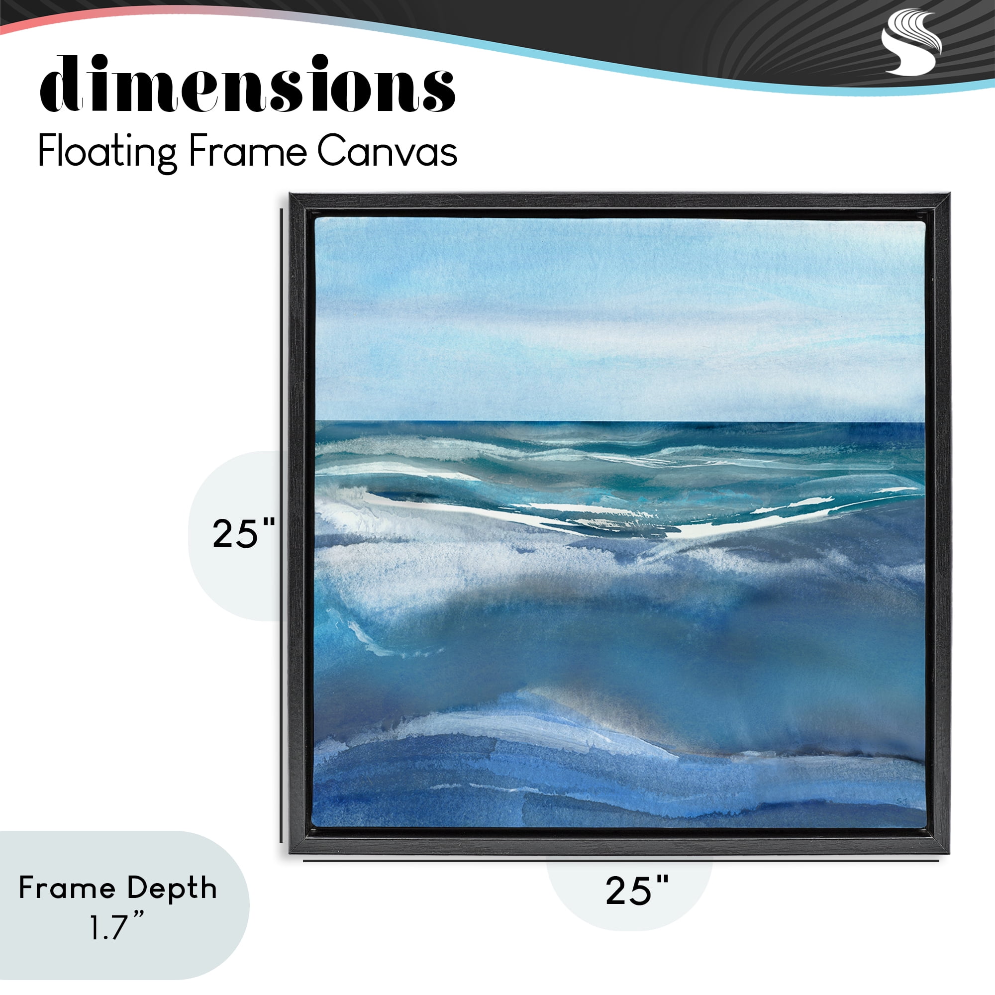 Stupell Industries Calm Seas under Soft Sky Black Framed Floater Canvas Wall Art, design by Susan Jill