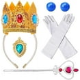 thumbnail image 5 of Deluxe Gift Princess Peach Costume for Girls Dress Up Outfit with Accessories, 5 of 5