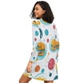 thumbnail image 2 of FORMRS Womens Long Sleeve Nightgowns Crew Neck Sleep Shirt Soft Pajamas Sizes S-3XL, Bubbles Hamburger, 2 of 8