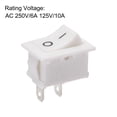 thumbnail image 3 of Interruptor de palanca mini barco blanco interruptor de palanca para barco marino ON/OFF AC 250V/6A 125V/10A, 5 piezas, 3 of 4