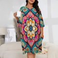thumbnail image 2 of Vibrant Floral Mandala Pattern Sleepshirts For Sleeping Travels Loose Sleepdress Pajama Dress Soft Nightdress Sleepwear, 2 of 7