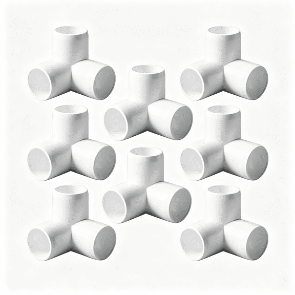 XIBUFE 1/2“ Tee Pvc Fitting 3 Way Elbow Connector,Furniture Grade 90 Degree Elbow Side Outlet,Pvc Corner Fittings for Building Furniture Greenhouse Shed Pipe Fittings Tent Connection (Pack of 8)