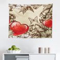 thumbnail image 1 of Love Tapestry, Heart Design Elements Love Letter Handwriting Calligraphy Curve Old Style Print, Fabric Wall Hanging Decor for Bedroom Living Room Dorm, 2 Sizes, Beige Magenta, by Ambesonne, 1 of 1