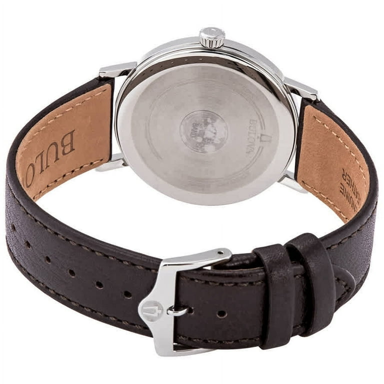 Bulova Men s Brown Leather Strap Watch Walmart