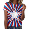 thumbnail image 2 of Lenago Hauts d'Été Grande Taille pour Femmes Mode Décontractée Printemps T-shirt à Manches Courtes Col Rond Imprimé Blouse Tenues du 4 Juillet pour Femmes, 2 of 5