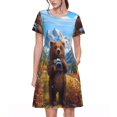 thumbnail image 1 of Disketp Snowy Mountain Photography Bear para Vestido de Manga Corta para Mujeres, Vestidos de Verano para Mujeres, Casual y Holgado para la Playa, 1 of 6