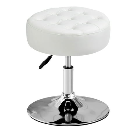 Furniliving Modern Vanity Stools Tufted Vanity Chair Swivel Makeup Chair for Bedroom Living Room  Metal Frame  White