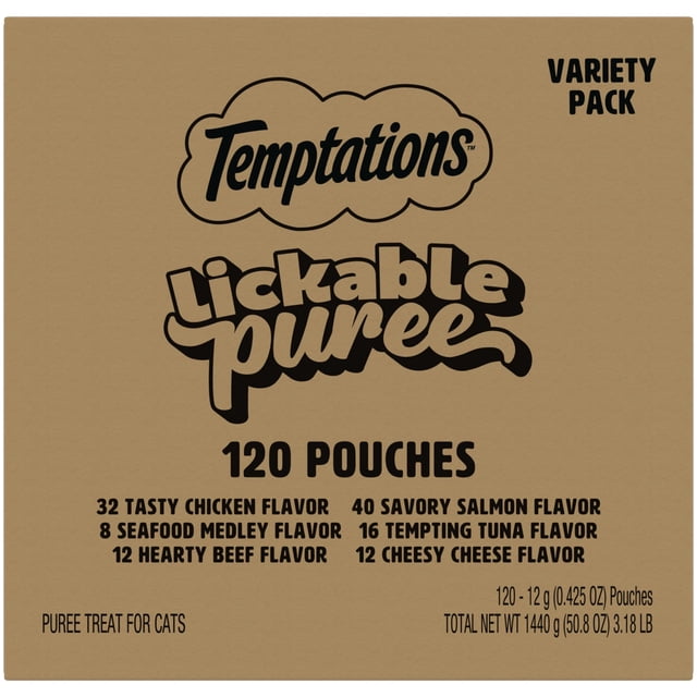 Premios para gatos Temptations Puré Cremoso Variedad 120 unidades