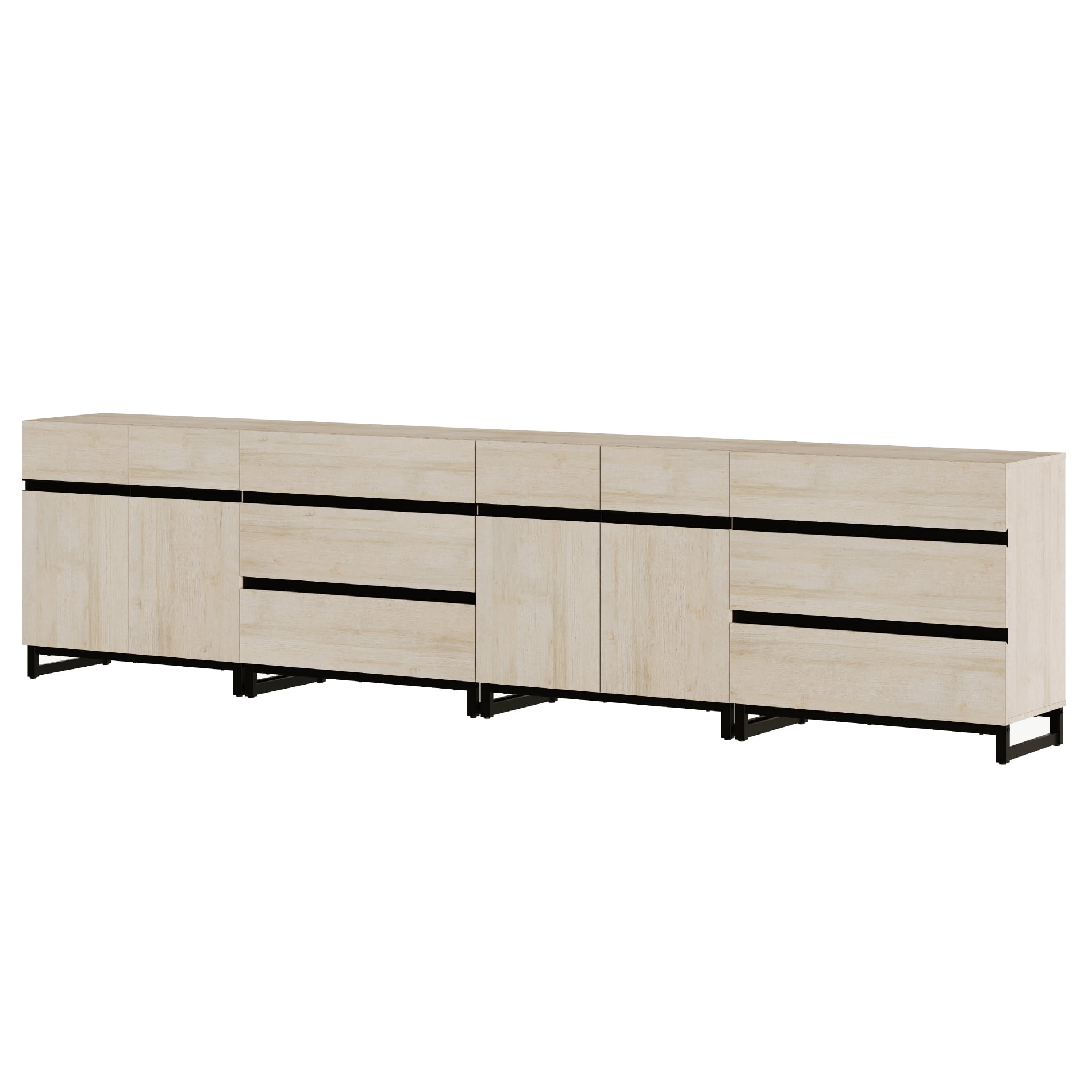 Modern 4-In-1 Multifunctional Sideboard Buffet with Adjustable Shelves and 6 Drawers for Living Room,Dining Room,Beige
