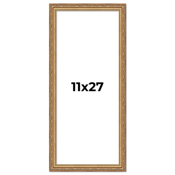 11x27 Frame Gold Solid Wood Picture Frame Width 1.25 Inches | Interior Frame Depth 0.375 Inches |