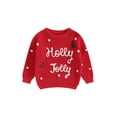 thumbnail image 2 of Aojekbee Baby Girl Christmas Sweaters Classic Long Sleeve Letter Embroidery Knit Pullover Toddler Fall Tops, 2 of 10