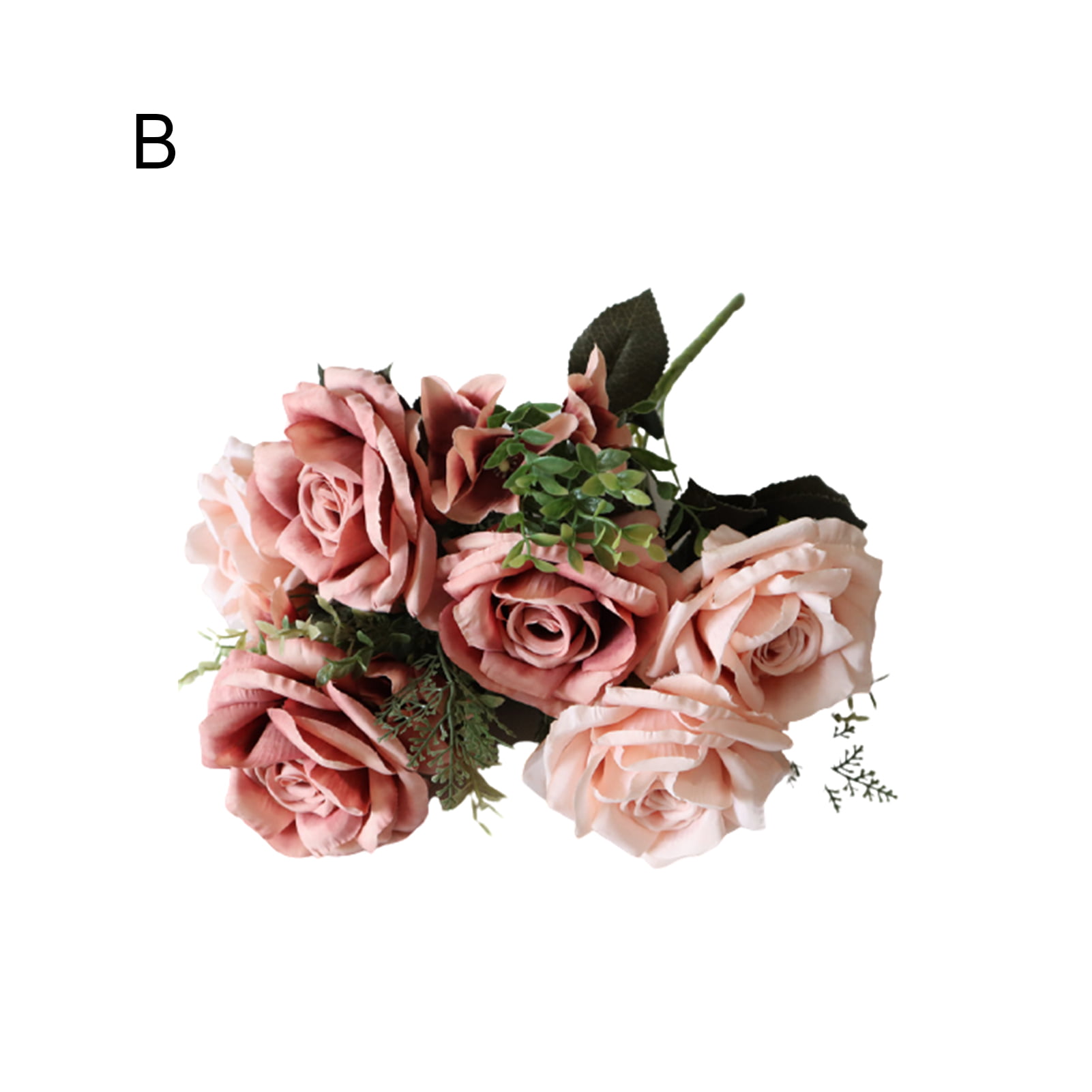 Pick Rose Color Artificial Flowers 10" Wedding Bouquet