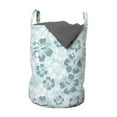 thumbnail image 1 of Hawaii Laundry Bag, Flower Silhouettes Spring Season Faded Floral Arrangement Blooming Nature, Hamper Basket with Handles Drawstring Closure for Laundromats, 13" x 19", Turquoise Blue, by Ambesonne, 1 of 2