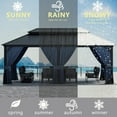 thumbnail image 6 of ASJMR 12' x 20' Double Roof Hardtop Gazebo with Netting and Curtains,Outdoor Metal Pavilion Patio Garden Tent,Navy, 6 of 6