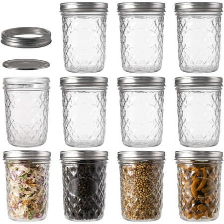 12 Pack Glass Mason Jars Canning Jars 16oz Jelly Jars with Airtight ...