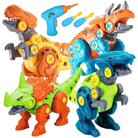 NETNEW Take Apart Dinosaur Toys with Electric Drill for 3 4 5 6 Year Old Boys Kids Construction Building Toys | Color May Vary