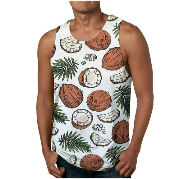 Xysaqa Men's Big & Tall Tank Tops, Printed Sleeveless Tee Fitted Workout T-Shirts Casual Summer Athletic Undershirts M-6XL