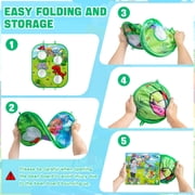 2-in-1 Dinosaur Bean Bag Toss Game, HXFOU Cornhole Set with 8 Cornhole Bags, Outdoor Toys for Toddlers 3-5, Backyard & Carnival Yard Games for Kids & Adults