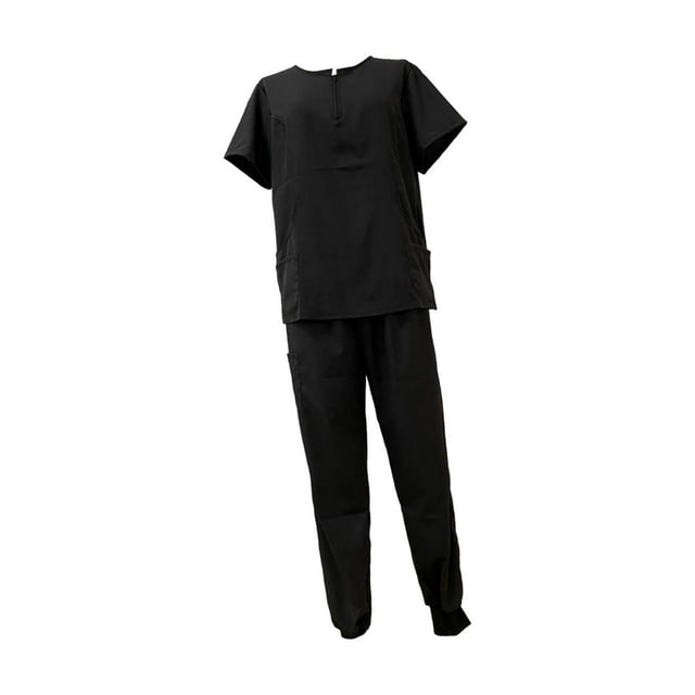 Conjunto de Ropa de trabajo Yuyangstore para mujer enfermera negro con bolsillos