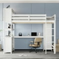 thumbnail image 3 of Queen Loft Bed with Wardrobe & Desk, Wood Loft Bed with Bookshelf and Storage Cabinet, Space Saving Full Loft Bed with Ladder, White, 3 of 8