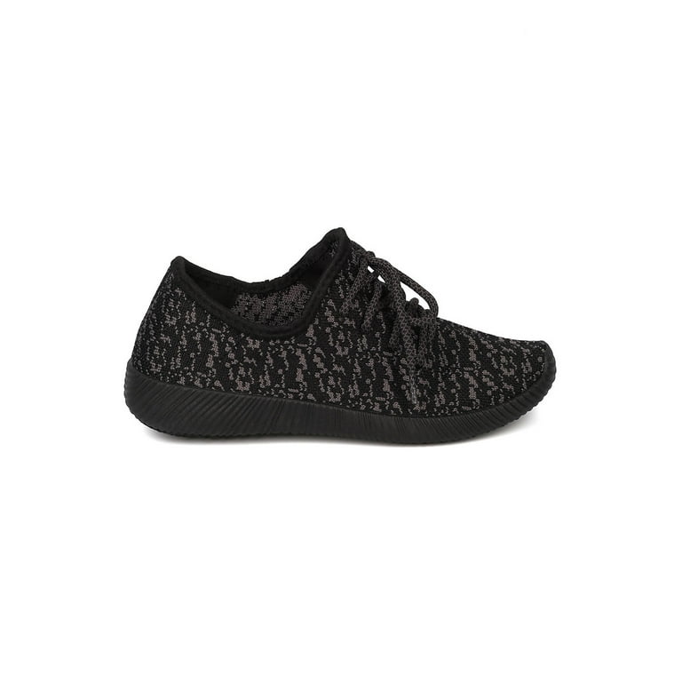 New Women Qupid Nacara 01 Fabric Knitted Lace Up Jogger Sneaker