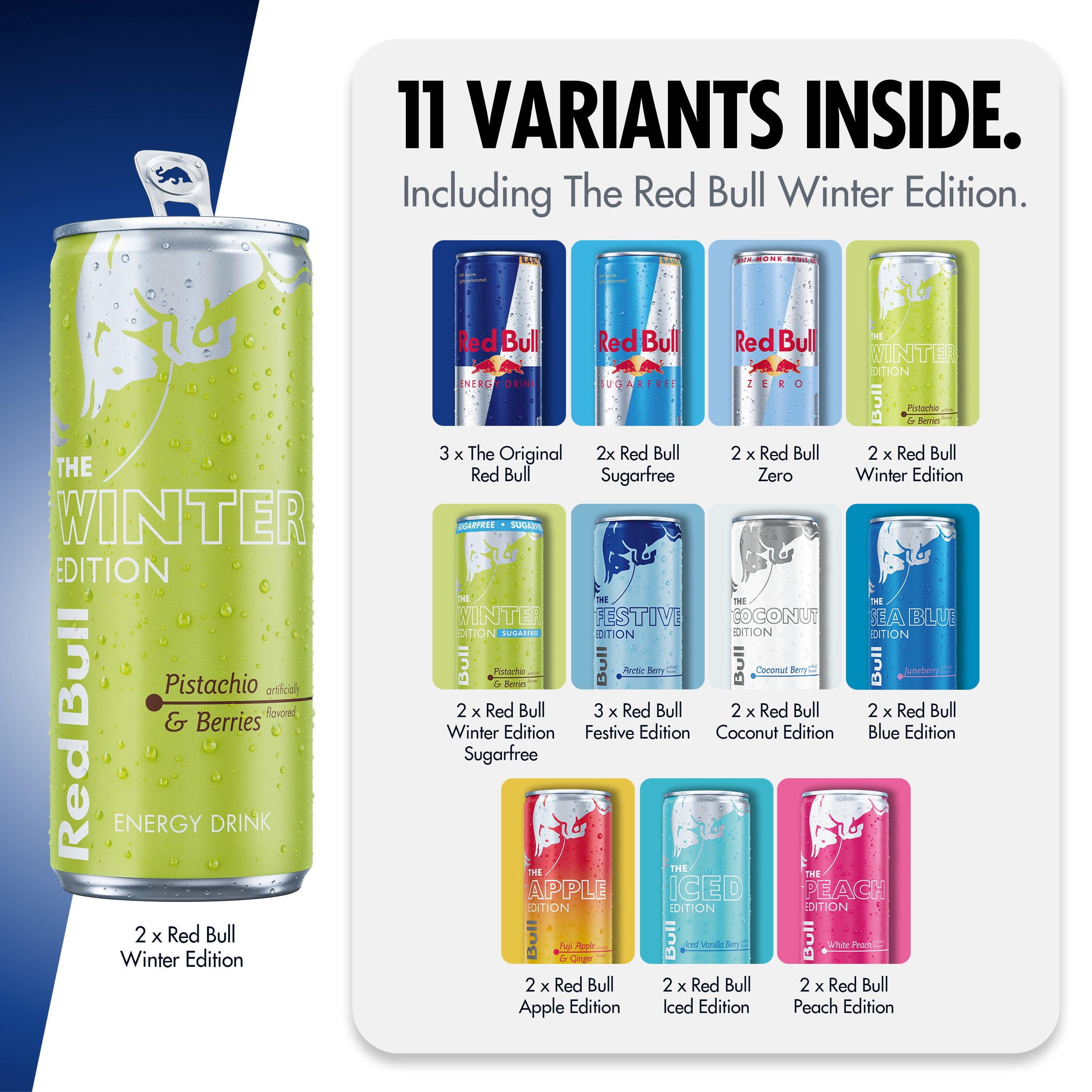 Red Bull Energy Drink Variety Advent Calendar Pack, with 80mg Caffeine, Taurine & B Vitamins, 8.4 fl. oz., pack of 24 Cans