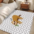 thumbnail image 4 of Funny Sloth Area Rugs 4'x6', Washable Small Throw Rugs for Office Bathroom, Cute Watercolor Animals on Branch Grey Stripe Indoor Outdoor Rug Non-Slip Low Pile Carpet Runner Reversible Floor Mats, 4 of 8