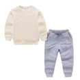 thumbnail image 3 of BXJX Boys Cotton Outfit Sets  Size 10-12, 2 Piece School Long Sleeve Crew Neck Sweatshirts and Joggers Sets Beige, 3 of 7