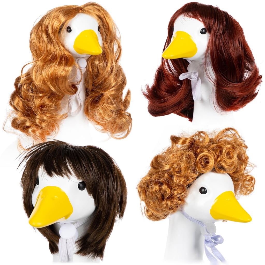 4PCS Funny Geese Costume Accessories For Pet Comfortable Soft Polyester Party Dress Up Wigs Set With Soft Materials