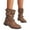 Brown, variant on Chenyee Fringe Boots for Women Vintage Suede Flat Buckle Strap Slip On Mid Calf Dress Ankle Booties