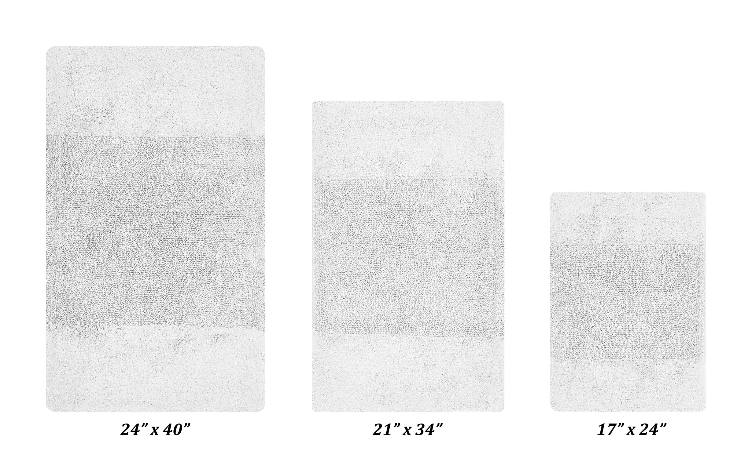 Better Trends 3 Piece Bathroom Rug Set, 100% Cotton, Extra Soft Tufted Bath Mat, Water Absorbent & Non Slip Bath Rug, (White) Granada Collection