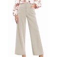 thumbnail image 3 of Women'S Corduroy Wide Leg Pants with Patch Pockets Casual Slim Fit Elastic Waist Trousers Color XXL, 3 of 8