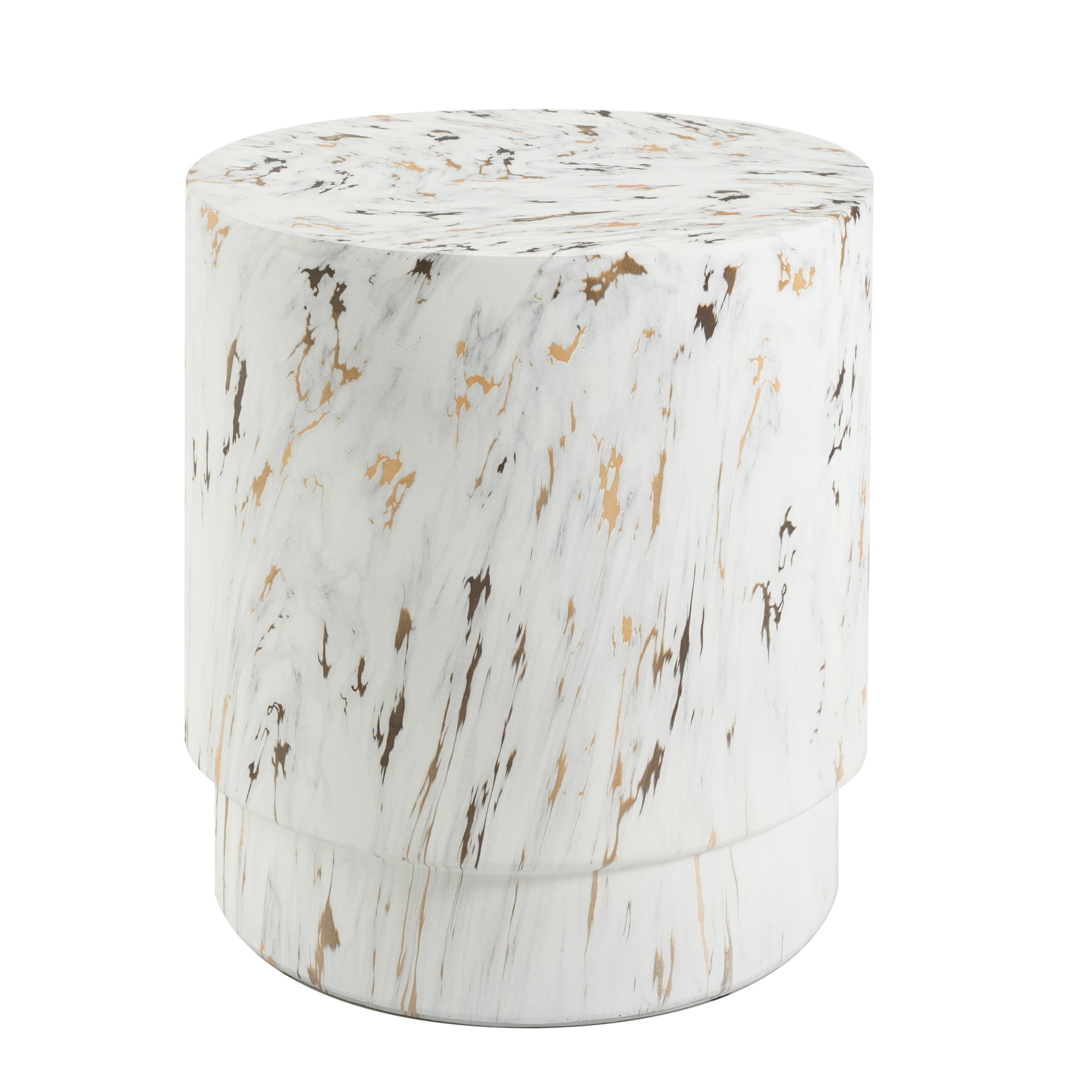 Christopher Knight Home Modern Lightweight MGO Accent Side Table with Drum Shape, Alabaster