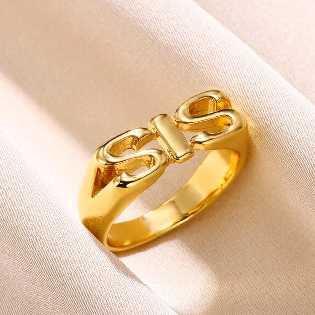 Anillos de Color dorado con letras brillantes para mujer, bisutería para el día de la madre, regalos de cumpleaños y Navidad