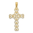 thumbnail image 2 of Auriga Fine Jewelry 14K Yellow Gold with Rhodium D/C Heart Cross Charm (L - 24.2 mm) for Women, 2 of 6