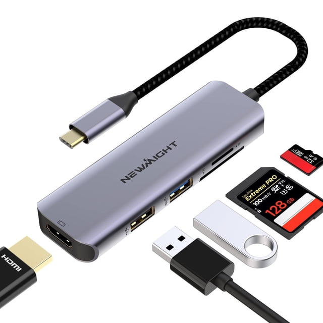 Hub USB-C Newmight 5 en 1 con HDMI 4K y lector de tarjetas SD/TF
