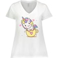 thumbnail image 3 of Inktastic Teacup Unicorn Women's Plus Size V-Neck T-Shirt, 3 of 5