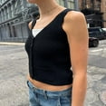 thumbnail image 3 of EIMELI Women Knit Tank Tops Solid Color Ribbed Sleeveless V-Neck Button Front Slim Waistcoat, 3 of 5