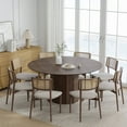 thumbnail image 3 of MAYEERTY 60" Round Dining Tables, Mid-Century Dining Table for Dining Room Kitchen, Walnut, 3 of 9