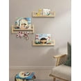 thumbnail image 6 of Nursery Floating Shelves for Wall, Set of 3 Book Shelves Natural Wood Wall Mounted Organizer with Towel Bar Hanging Bookshelves Nursery Decor for Kids Room, Bedroom and Kitchen, 6 of 8