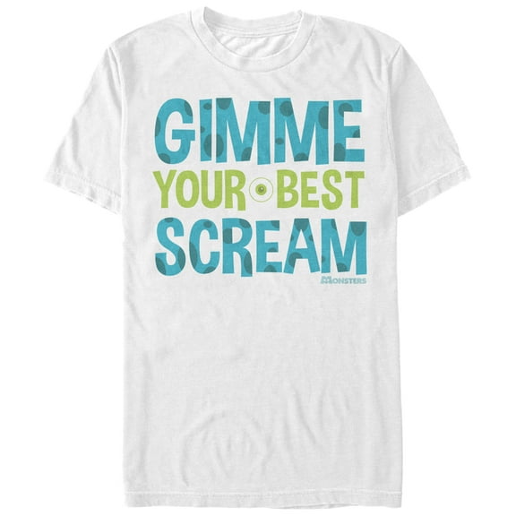 Men's Monsters Inc Gimme Your Best Scream  Graphic Tee White Small