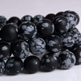thumbnail image 2 of Angelstones Natural Matt Snowflake Obsidian Gemstone 8mm Round Beads Stretch Bracelet 7 Inch, 2 of 2