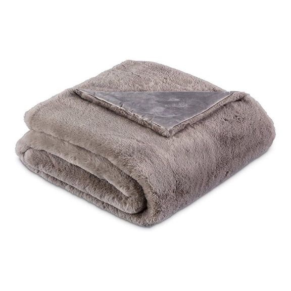 Michael Amini Hopps 54" x 72" Plush Faux Fur Fabric Throw - Platinum Gray
