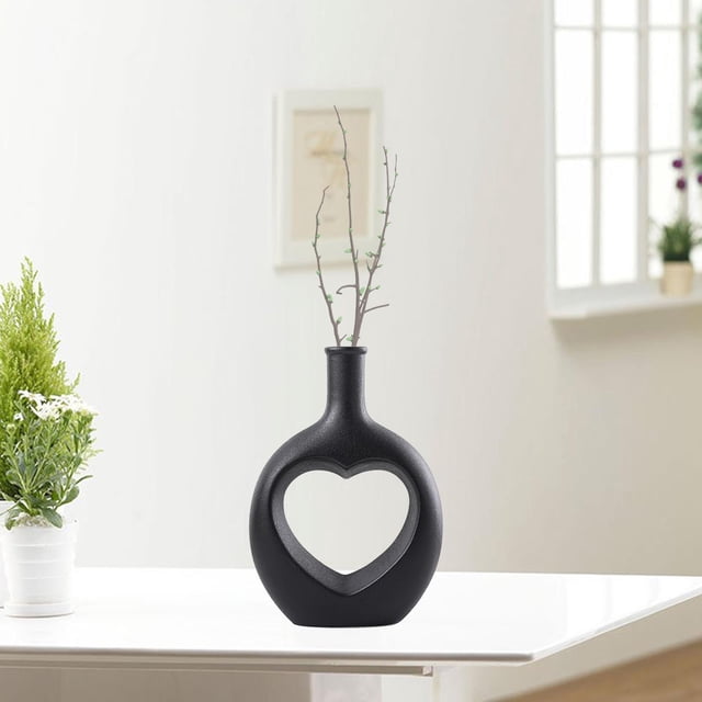 Florero de cerámica moderno Estatua Ahueca hacia fuera Arreglo floral Estatuilla Artesanía para el dormitorio de la boda , negro 16cmx7cmx23cm B negro BLESIY Maceta de cerámica