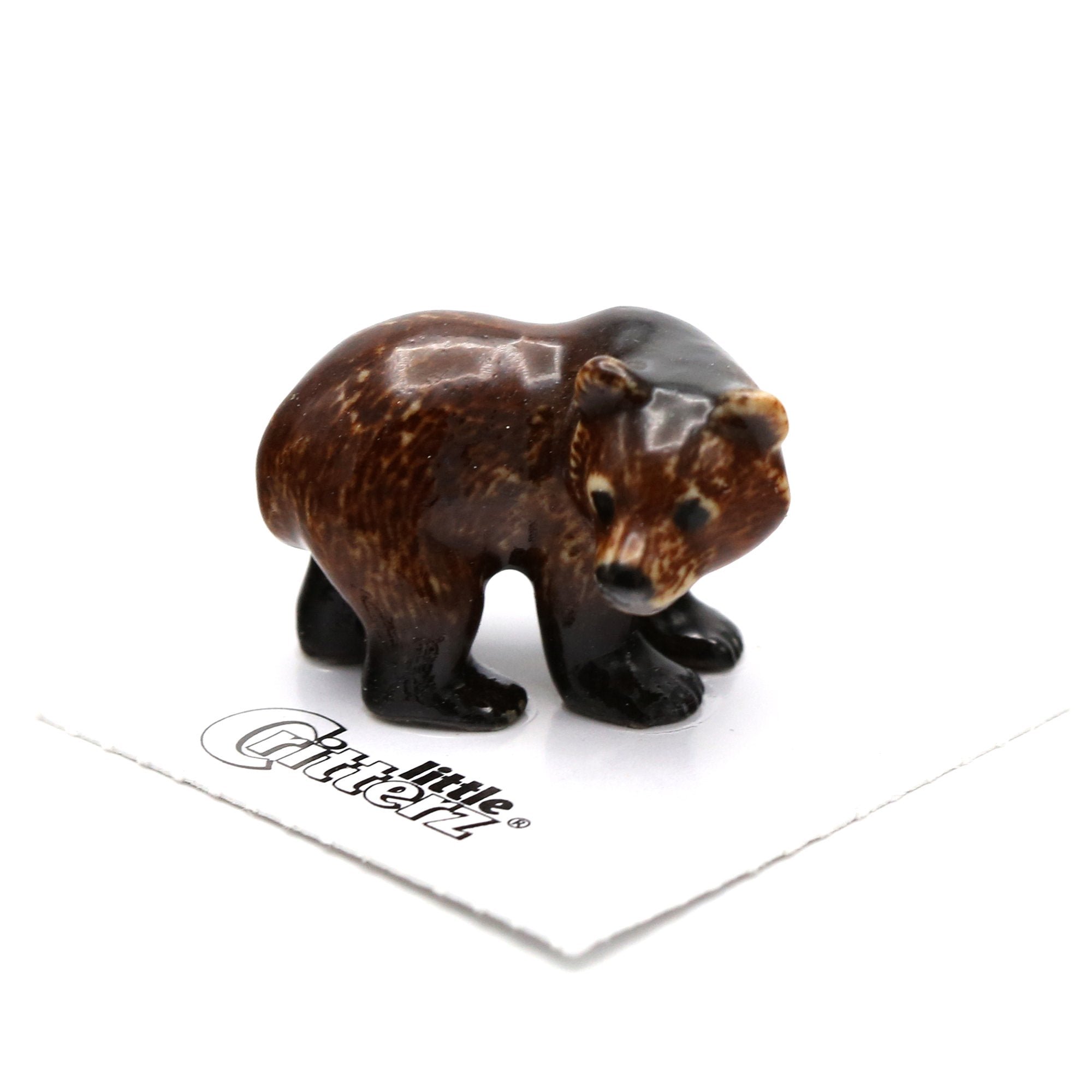 Little Critterz Grizzly Bear Cub “Yukon” Miniature Porcelain Figurine, Hand-Painted Woodland Animal Collectible, Nature Home Décor Display Piece, Gift for Bear Lovers