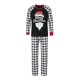 thumbnail image 2 of Pijamas navideños familiares a juego: camisetas de manga larga con cuello redondo y estampado de letras y gorro de Papá Noel, y pantalones a cuadros., 2 of 10