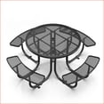 thumbnail image 6 of Patio 46-Inch Modern Round Outdoor Picnic Table with Built-in Umbrella Hole | Black | Steel, 6 of 6