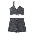 thumbnail image 2 of WIZUTIZ Mode Décontractée Maillot de Bain Femme Conservateur à Angle Plat Plissé Imprimé Bikini Aguichant Noir Prix Réduit, 2 of 5