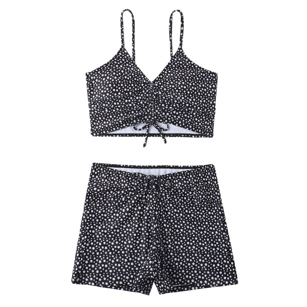 Traje de baño con pliegues de ángulo plano conservador para mujer informal con estilo Bikini cómodo hueco con estampado OAVQHLG3B Store lin121212